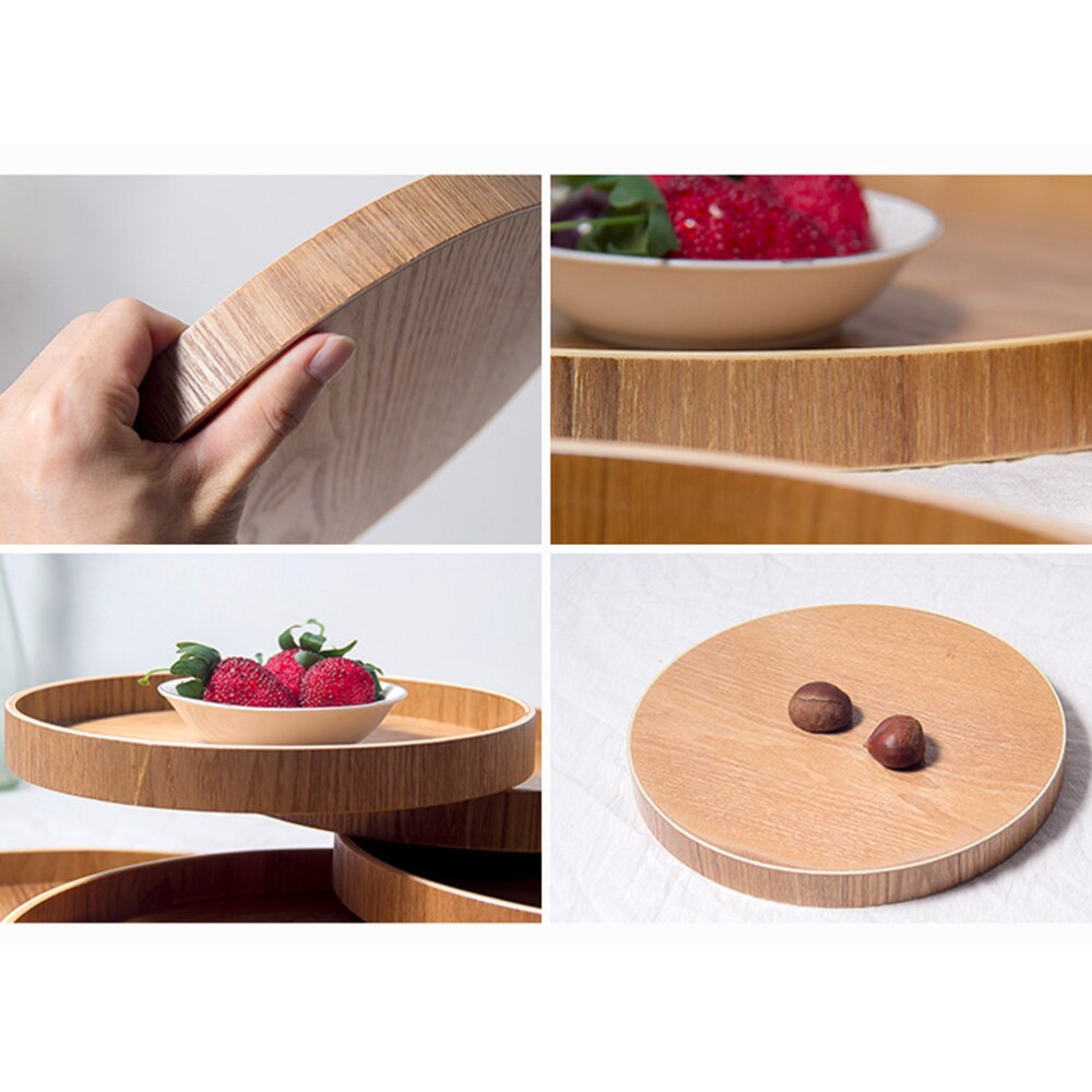 Plateau rond de Style japonais plaque de service alimentaire Snack en bois Deseert plaque de thé pour la maison (21CM)