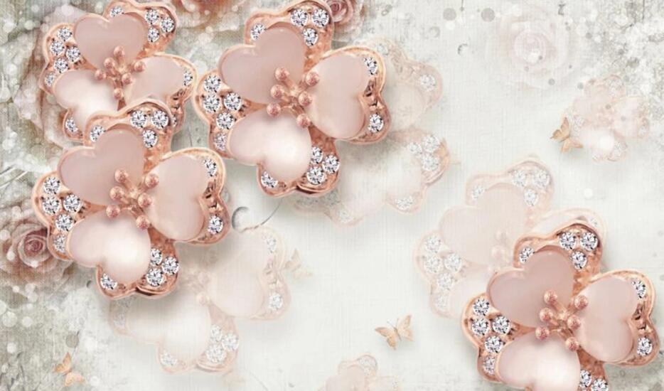 Beibehang 3d behang Custom mode 3D Reliëf roze rose sieraden TV achtergrond papel de parede 3d behang mural