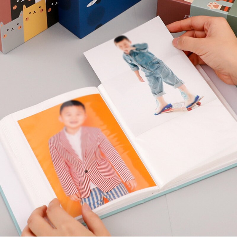 Fotoalbum met 100 vellen, 4d grote fotoalbums van 15 cm, geschikt voor foto's van 6 cm, schattige dierenfotoalbum