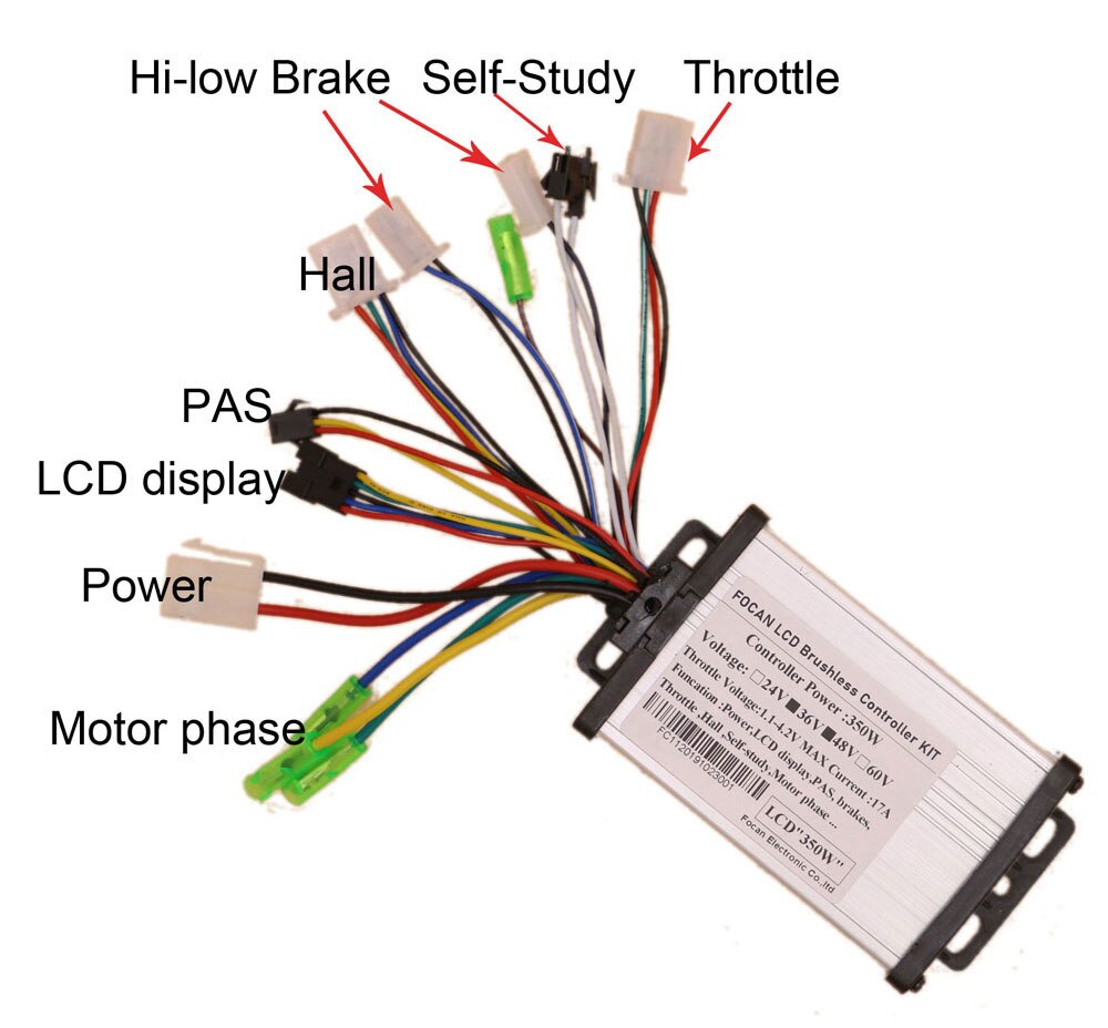 2 4V 36V 48V 60V 250W / 350W Elektrische fiets scooter controller LCD Display Configuratiescherm met SHIFT SWITCH ELEKTRISCHE BIKE Controller Kit DaJiKan (Color : 24V