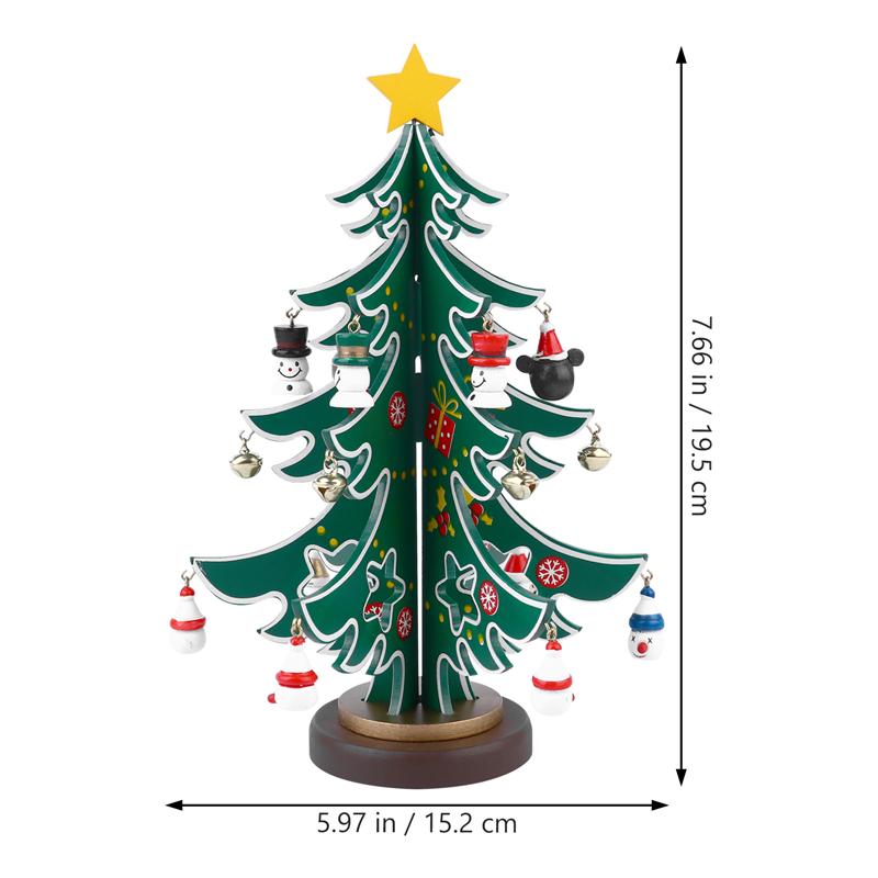 1 set houten kerstboomblokken, kerstboom speelgoedversiering, bureau-ornament, feestelijk rekwisiet voor kinderen