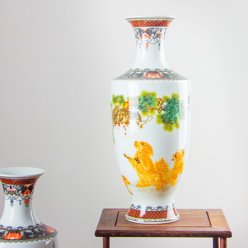 Classic Traditional Antique Jingdezhen Chinese Porcelain Flower Vase For Home Office Decor