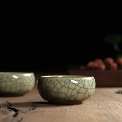 5 colors Geyao china Porcelain coffee cup Ge Kiln Chinese Longquan Celadon Gaiwan Bowl Celadon Crackle Teacup cups 45ml tea set: E