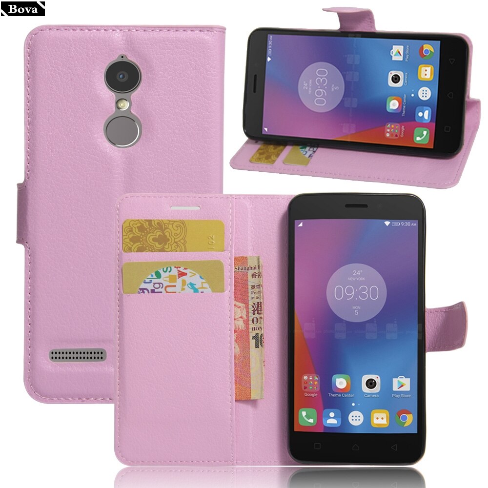 Voor fundas lenovo  k6 vibe  k6 hoesje pu leren portemonnee hoesje kaarthouder telefoonhoesje voor lenovo vibe  k6 beschermhoes holster: Roze jfc