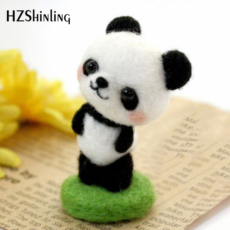 Niet-Afgewerkte Handgemaakte Panda Speelgoed Pop Wolvilt Prikte Kitting Diy Leuke Dier Wol Vilten Pakket