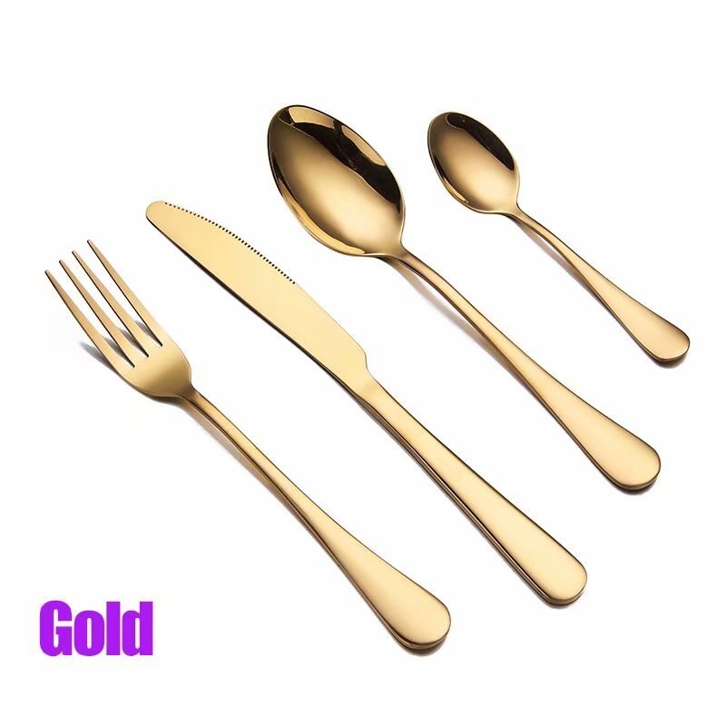 Spklifey Zwarte Bestek Set 16 Pcs Roestvrij Staal Servies Servies Zilverwerk Sets Diner Mes En Vork Diner Set: gold 4 sets