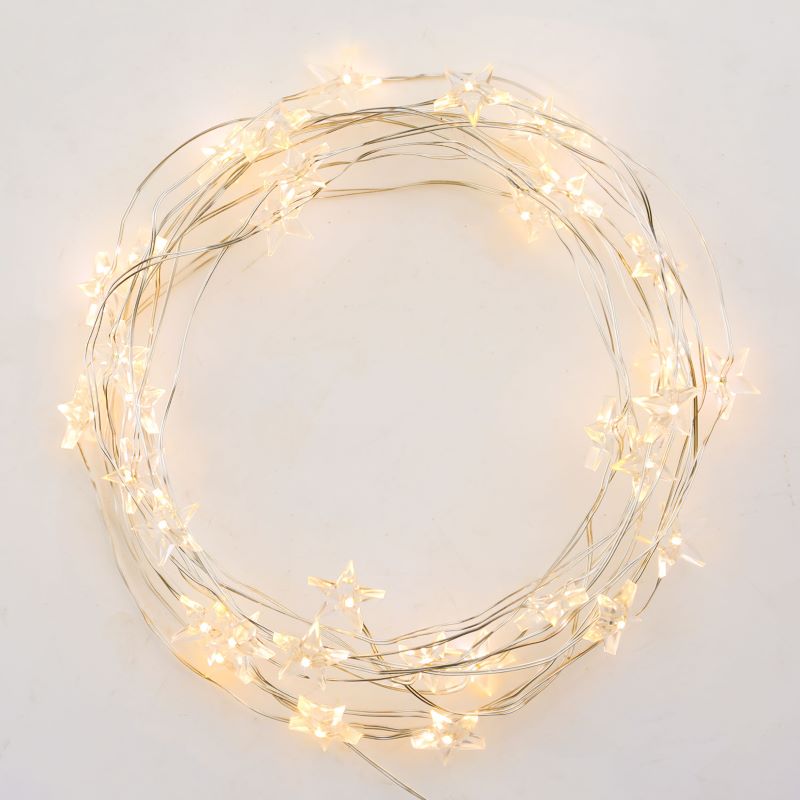Guirnaldas de estrellas navideñas de 2m/4m/6m para dormitorio, cadena con adaptador alimentado por batería, guirnalda de luces, decoración para de boda y vacaciones