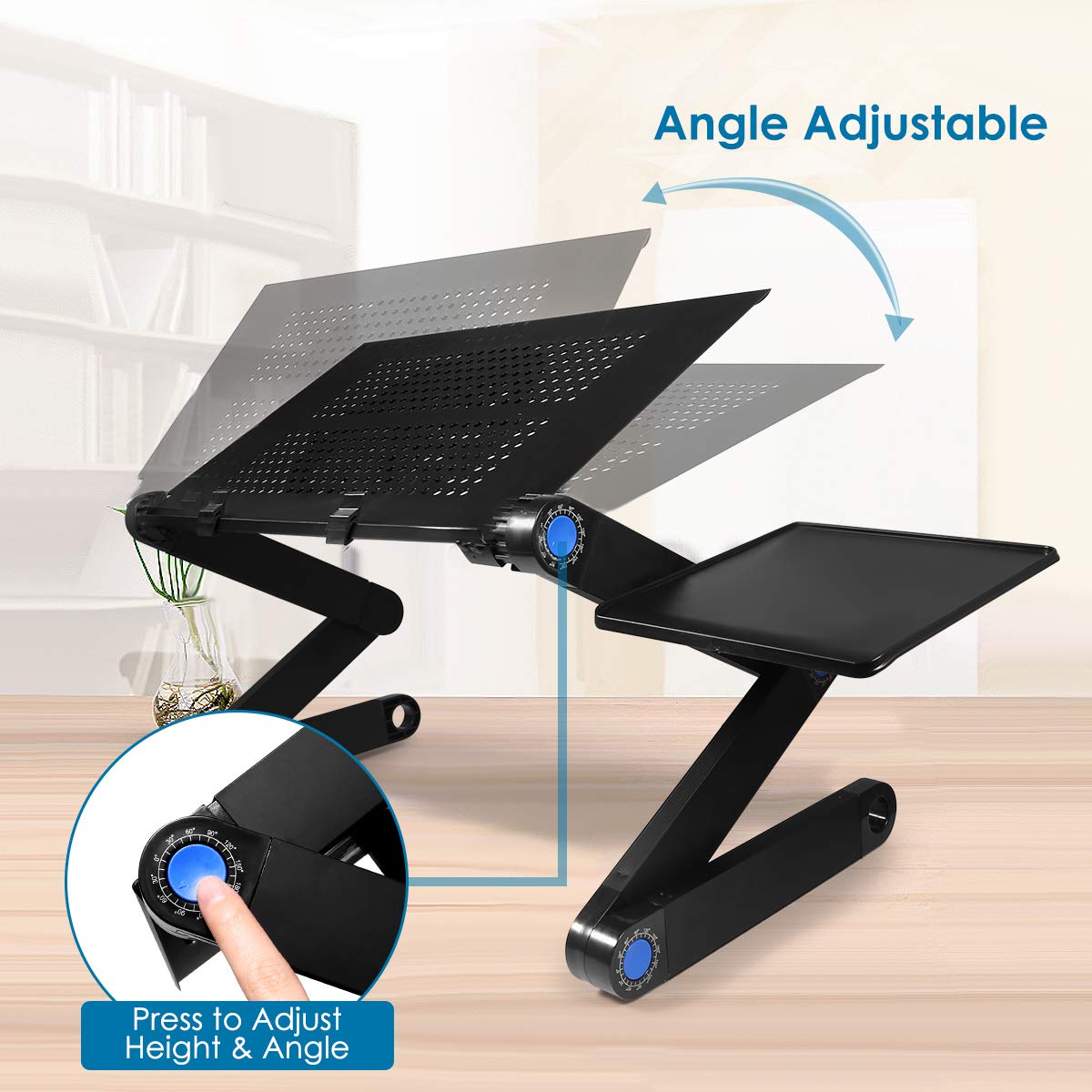 Portable Adjustable Aluminum Laptop Desk Stand Table Vented Ergonomic TV Bed Lap Stand Up Working Office PC Riser Bed Sofa Couch