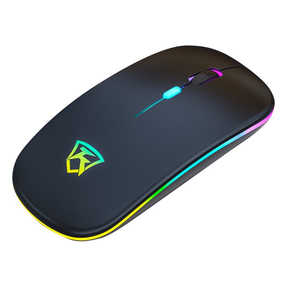 Bezprzewodowa 2.4G ergonomiczna wyciszona akumulatorowa lampa doprowadziło podświetlana myszka dla graczy na PC laptop: czarny