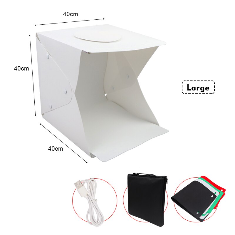 2 LED Folding Lightbox 40*40 Portable Photography Photo Studio Softbox Adjustable Brightness Light Box For DSLR Camera: Default Title