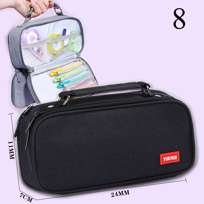 Estuche de lona de gran capacidad para lápices para niños, cartuchera bonita de doble capa, ideal para , material escolar: 8