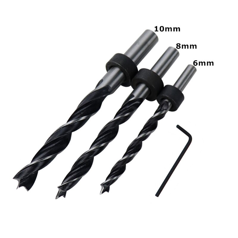 6/8/10mm loddrett lommehull jigg tre dowelling selv sentrerende bor guide kit hull puncher locator jig for trebearbeiding verktøy: 6810mm bor
