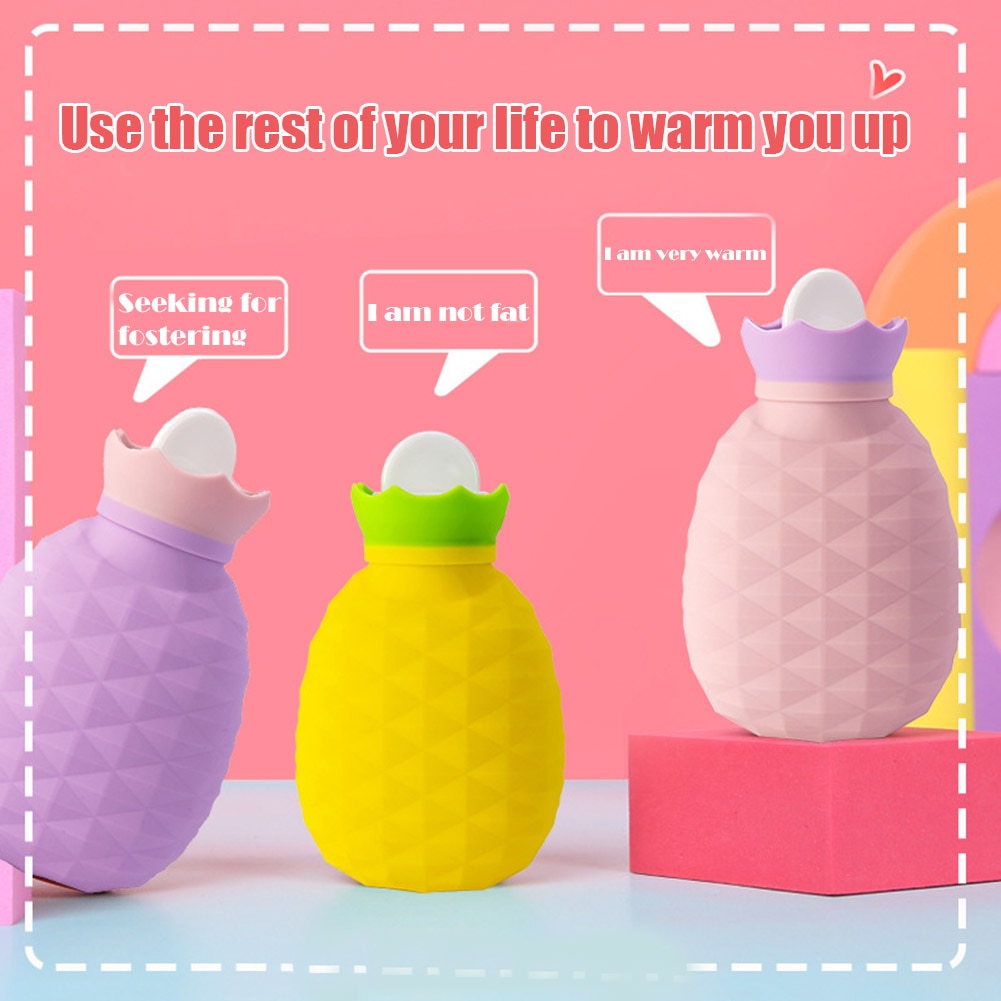 Pineapple Shape Silicone Water Bottle Hand Warmer Winter Warming Bag 200ml H99F