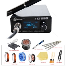 Quecoo T12-956 stazione digitale di saldatura Oled con manico in metallo nero M8 e punte per saldatore T12 spina ue predefinita