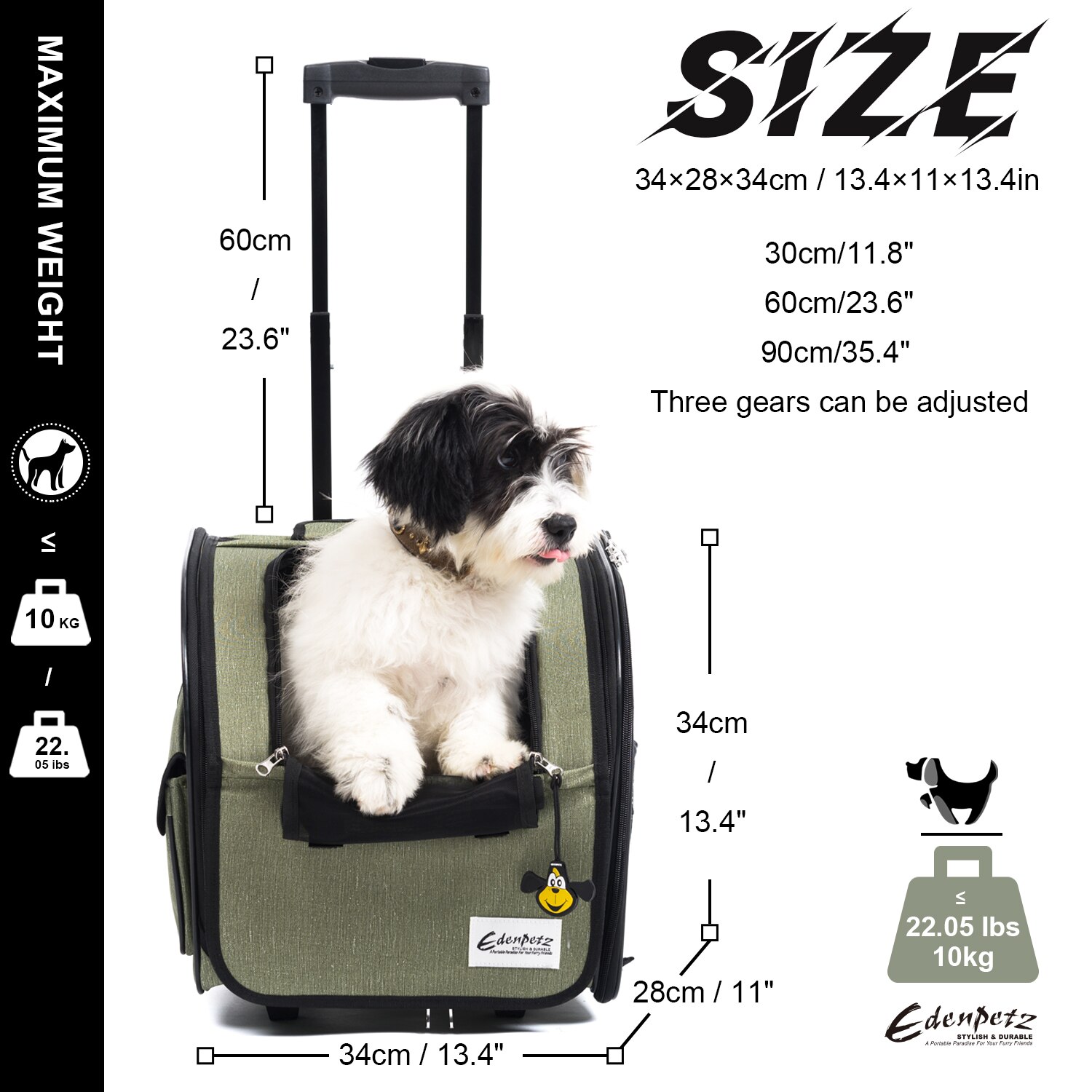 Pet Stroller Foldable Rolling Luggage Backpack Travel Car Cage Trolley Stroller For Dogs Cats Pet Cat Wheel Carrier