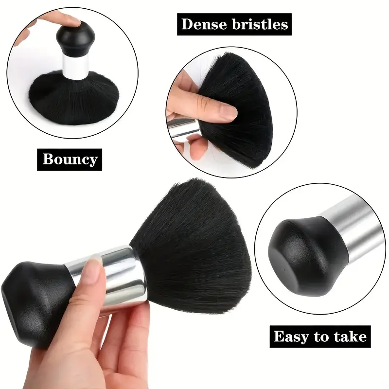 Cepillo suave de peluquería, plumero de limpieza del cabello para el cuello, cepillo de corte de pelo, herramientas de cepillo de corte de pelo para barbería, color negro