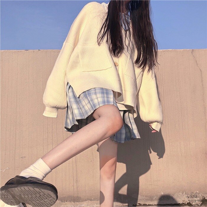 JK Uniform Autumn Suit Female College Style Long-Sleeved Shirt Loose Knitwear Women's Skirt japanese school uniform