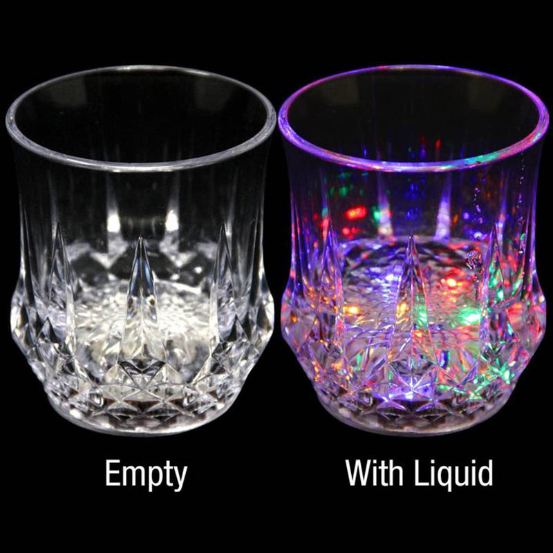 Liquid Activated Multicolor LED Glasses LED Flashing Juice Glass 200-300ML LED Drink Cup Flash Cups Led Glasses Drink Cup