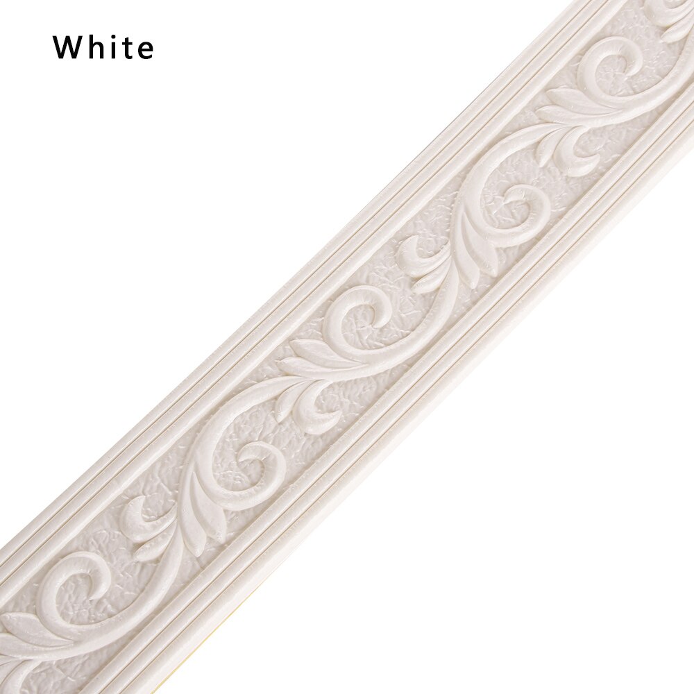 1PC Wallpaper Skirting Wall Stickers PE Self-Adhesive 3D Solid European Style Waist Line Sticker Waterproof Anti-Collision: White