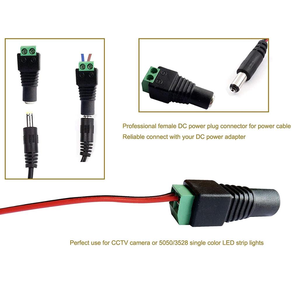 Conector de Cable de alimentación hembra y macho, Conector de conexión de enchufe para tira LED CCTV, cámara de seguridad DVR, 100x5,5 MM, 5 uds., 10 Uds., 2,1 Uds.