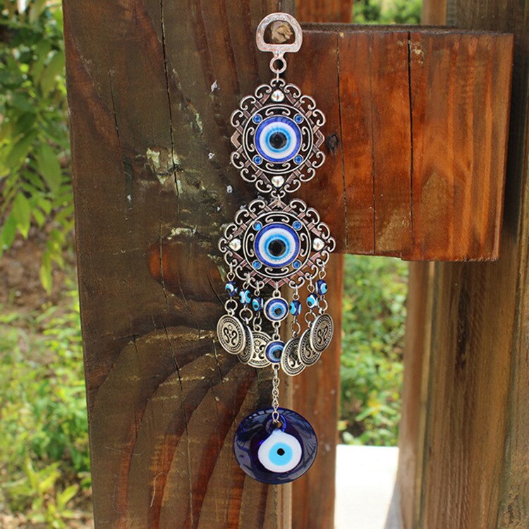 Tyrkisk blå onde øje hamsa hånd elefant amulet væghængende ornament heldig beskyttelse hængende rundt vand udsøgt