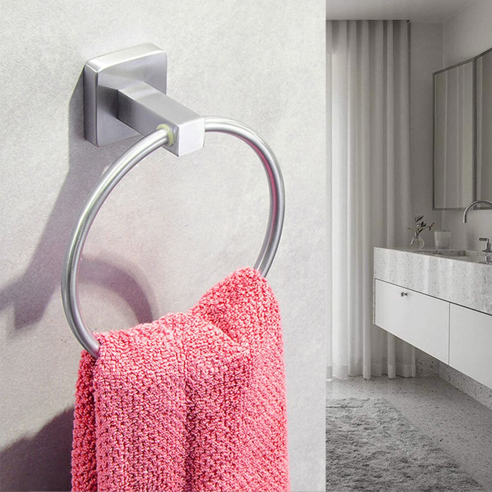 Round Hotel Stainless Steel Kitchen Rail Organizer Modern Bathroom Accessories Toilet Wall Mounted Anti Rust Hanging Towel Ring