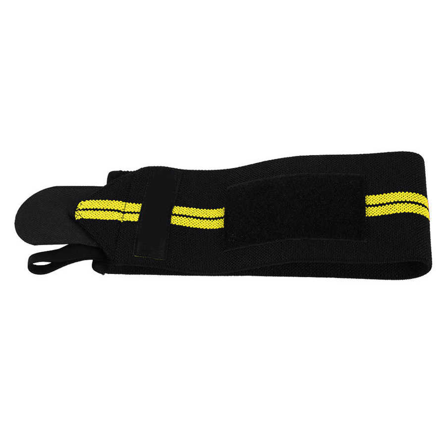 Adjustable Elastic Wrist Wraps Bandages Weightlifting Wristband Breathable Gym*: Black clip yellow