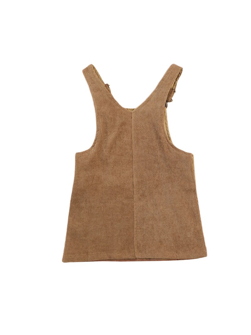 Baby Mädchen Feste Kabel Hosenträger Felsen Verstellbaren Trägern Kabel Kurzen Kleid mit Zwei Taschen Vorne: Braun / 6m