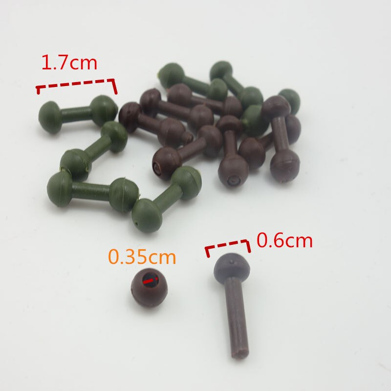 20PCS Chod Beads Carp Fishing Tackle Rubber Shock Beads Helicopter Brown Rigs Beads Line Protector Rig Terminal Tackle Tool