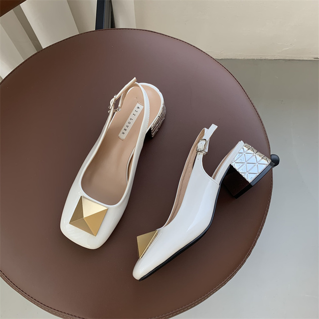 Luxury Brand Women Heeled Shoes Simple Geometric Style High Heels Ankle Strap Casual Mary Jane Shoes talons hauts Women&#39;s Pumps: white / 39