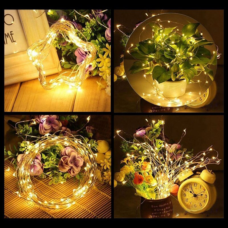 Guirlande lumineuse LED en fil de cuivre, 5M 10M, alimenté par USB, féerique, Festival de noël, mariage, décoration étanche