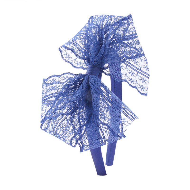 Candygirl-Diadema de encaje de los años 80, accesorios de disfraces para temática de los años 80, sin dolor de cabeza, diadema de lazo de encaje de neón para Halloween: navy headband