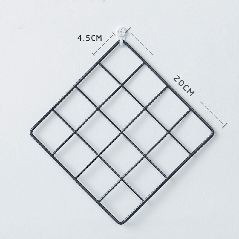 Cadre de Photo carré suspendu en métal, grille murale en maille pour chambre à coucher, support de stockage de Photos multi-cadres en fer, décoration de bricolage pour la maison, 20CM
