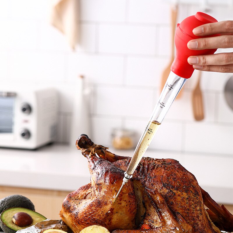 Multifunctionele Turkije Baster Gevogelte Vlees Saus Injectie Gereedschap Bakken Bbq Siliconen Borstel Keuken Accessoires