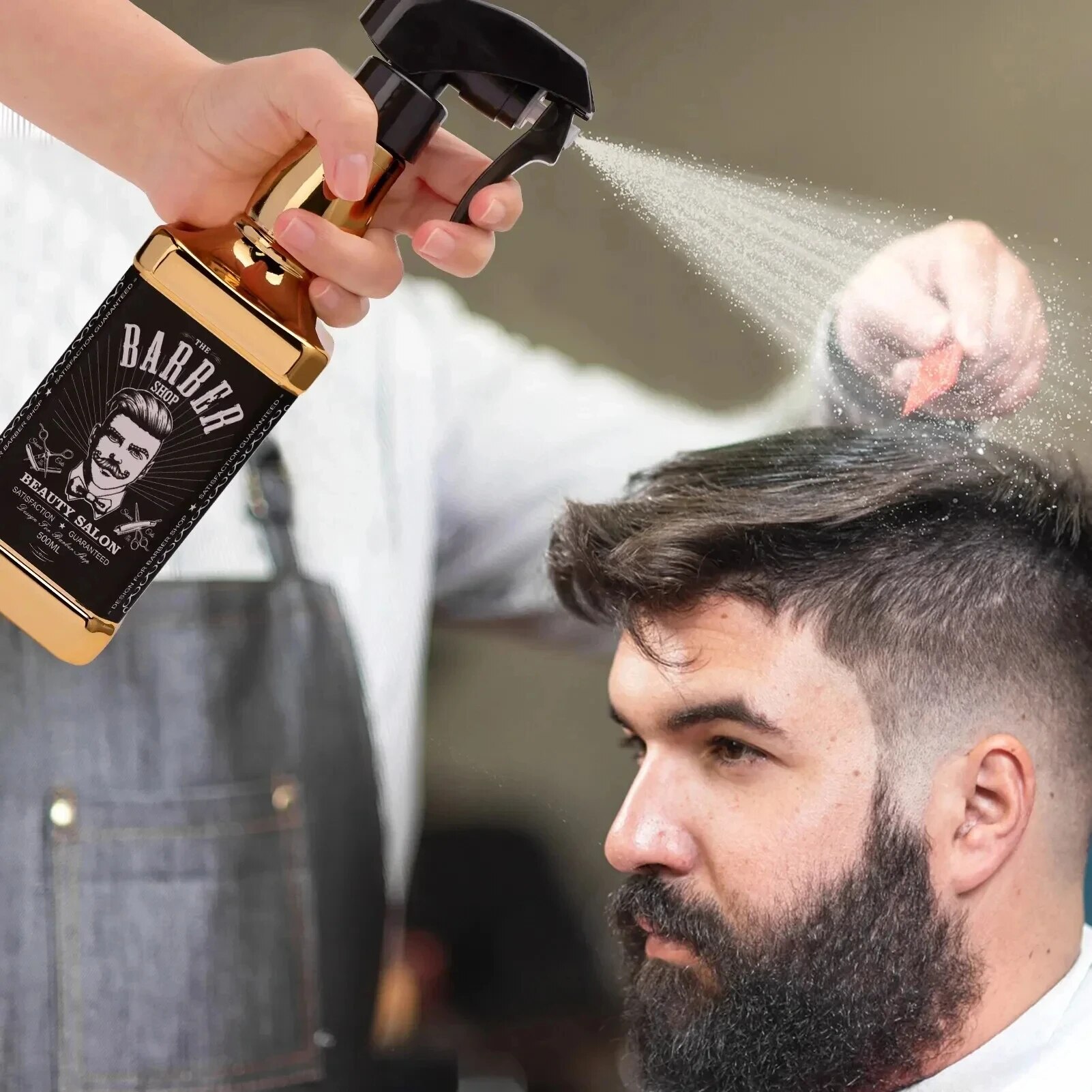 Botella de Spray de corte de pelo para peluquería, atomizador continuo vacío, rociador de agua para salón de belleza, accesorios de peluquería, herramientas de peluquero, 500ML