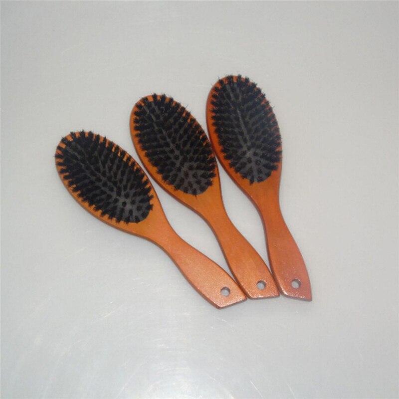 Massagekam i træ naturlig vildsvinebørster antistatisk hår hovedbundspagaj børste bøg træskaft hårbørste stylingværktøj