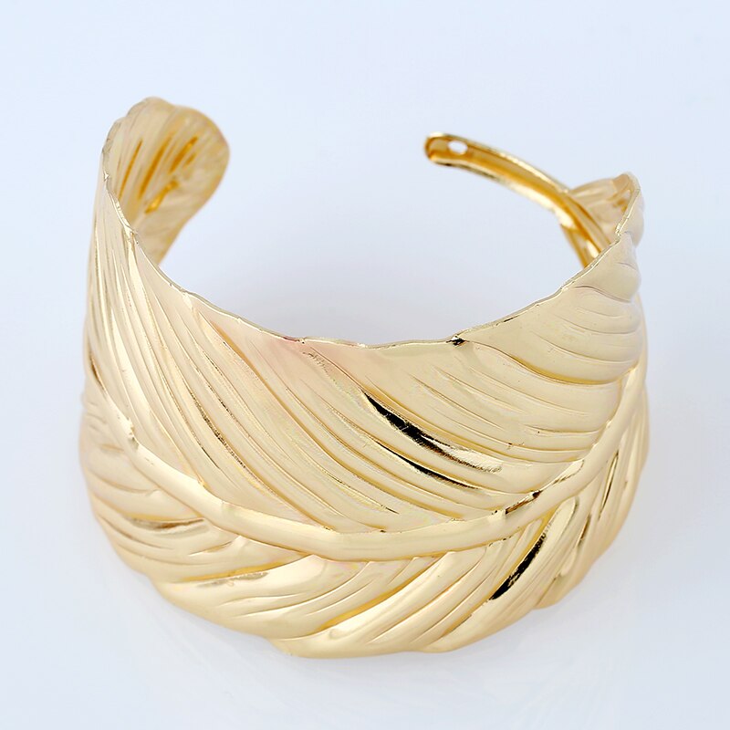 Goud zilver Kleur Armband Manchet Armbanden Voor Vrouwen Grote Armband Punk boom blad Open Armband Mode-sieraden