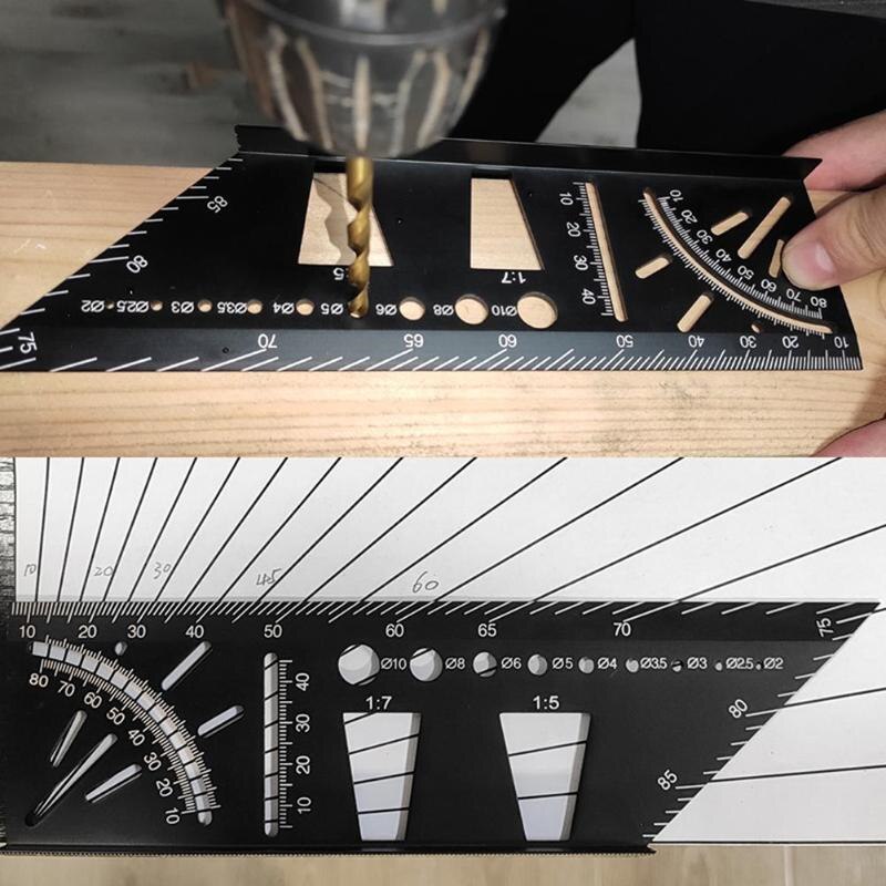 Lijn Ruler Gauge Tool Houtbewerking Levert. 45 Graden 90 Graden Hoek Meting Aluminiumlegering Leveringen Hoek Heerser