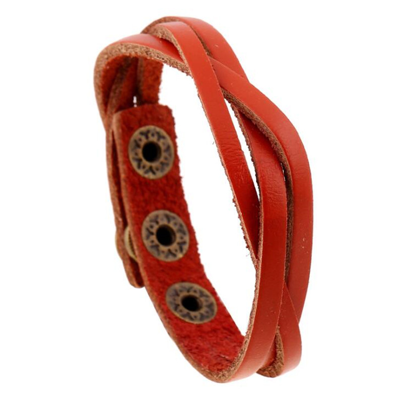 Jahrgang Punk Stil mehrschichtig-wickeln Leder Armbinde für Männliche Multi Farbe retro wickeln Armbänder &Ampere; Armreifen Homme Schmuck: Orange