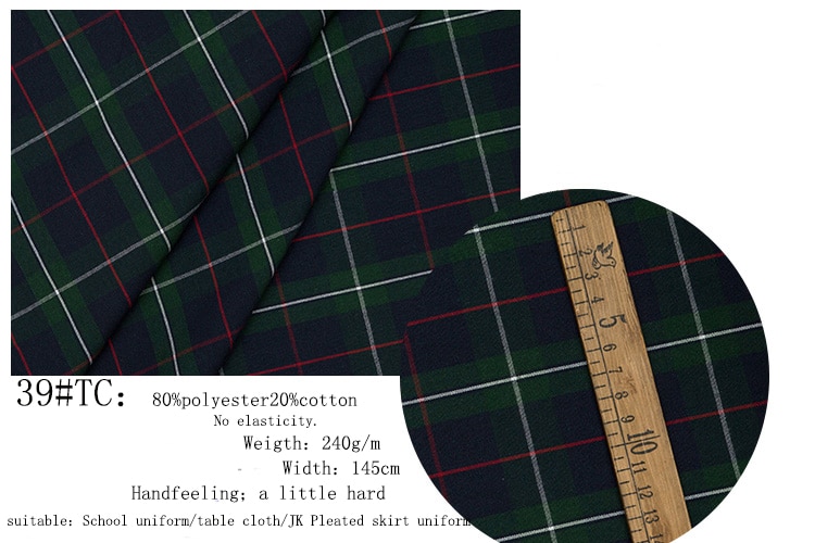 145 cmx 50cm polyester bomuld twill check klud garn farvet skotsk plaid stof til tøj tøjposer jk plisseret nederdel ensartet: Tc39
