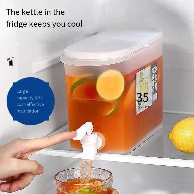 Jarra de agua fría de gran capacidad de 3,5 L, hervidor frío con grifo en refrigerador, dispensador de bebidas heladas, refrigerador y espiga