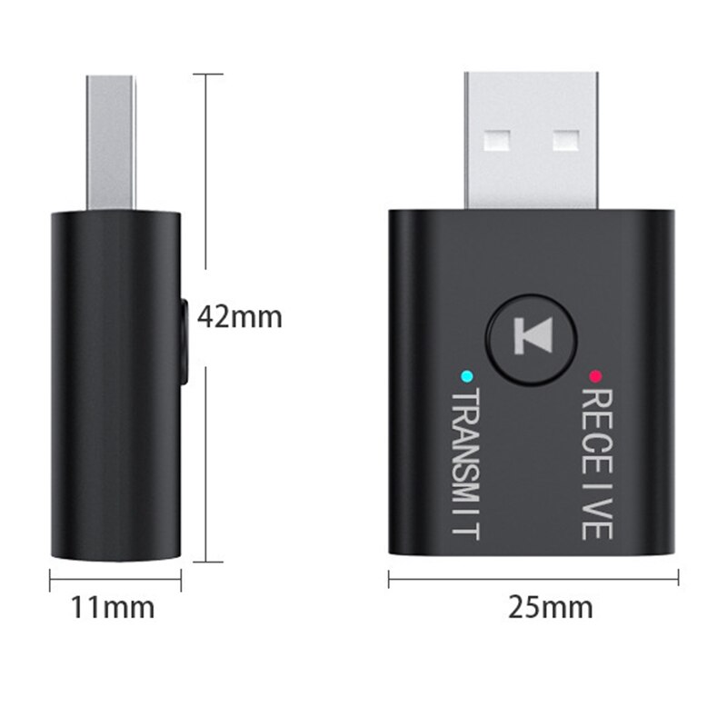2- i -1 usb bluetooth o sender modtager adapter hifi trådløs o adapter med 3.5mm aux kabel til tv pc bil