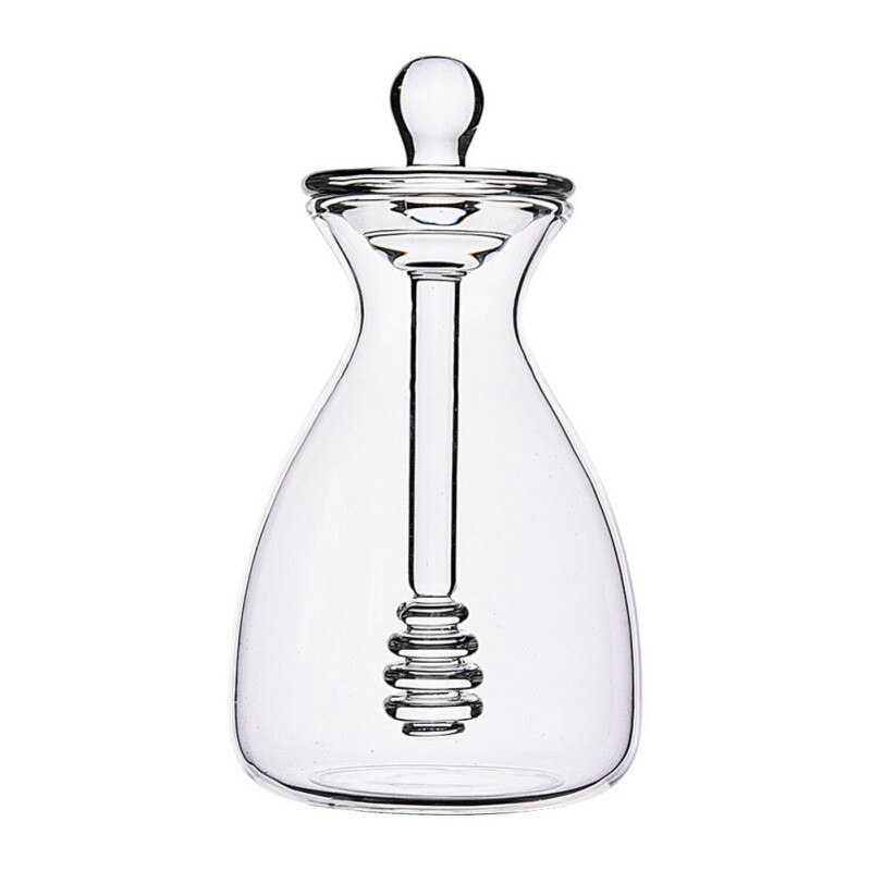 11oz/14oz Handmade Honey Jar With Dipper, Glass Made Honey Dipper And Honey Pot 4 Pack No Need to Use Spoons: L1