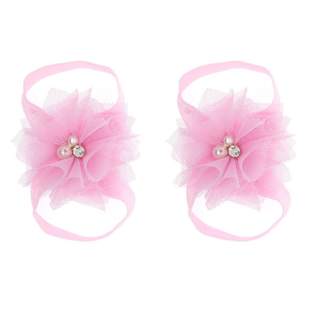 2PCS Baby foot Flower Headband Baby Girls Barefoot Sandals Hair Foot Accessories Elastic Foot Decoration Kids
