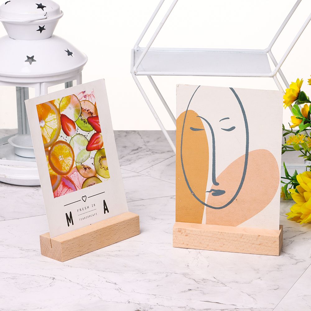 Clip de madera Natural para notas, soporte para fotos, tarjeta de escritorio, mensajes, tarjeta de visita, soporte de marco de fotos, Base de decoración de escritorio, 1 unidad