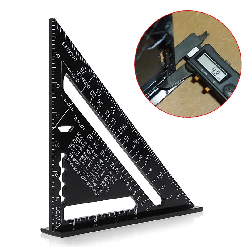 7\" System Black Aluminum Alloy Measure Speed Square Roofing Triangle R9JF