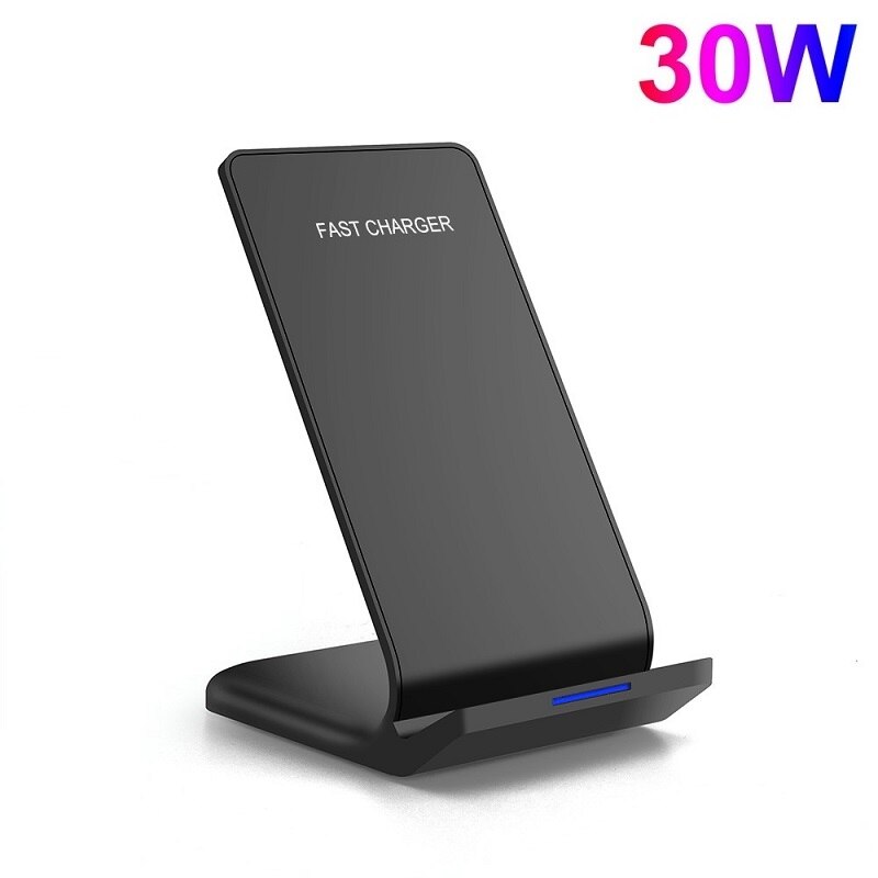 FDGAO Qi Drahtlose Ladegerät Stehen 30W Schnelle Ladung Halfter Für iPhone 12 11 XS XR X 8 Samsung S9 s10 S20 schnell aufladen Dock Bahnhof: 30W MAX