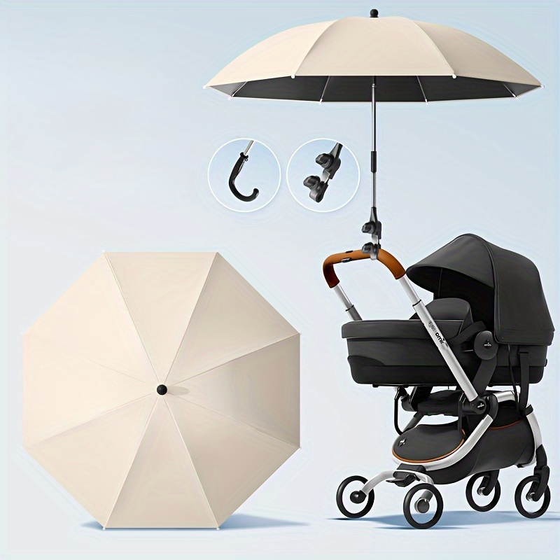 Premium Stroller Umbrella - Waterproof Sun & Rain Protection Durable 190T Canopy Manual Open Outdoor Sunshade Child Umbrella: Orange