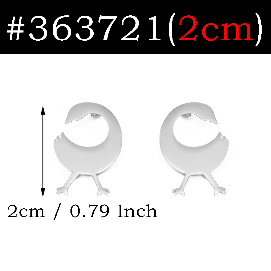5cm/4cm/2cm African Ancient Cultural Symbol Big Stud Earrings Stainless Steel Dwennimen Sankofa Gye Ethnic Jewelry #363721: Imitation Rhodium Plated