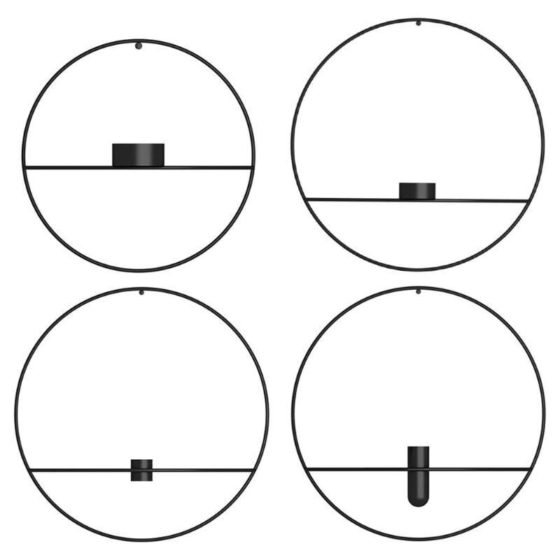 3D Candlestick Metal Wall Candle Holder Geometric Round Candlestick Wall Mounted Crafts Wedding Table Home Party Festival Decor
